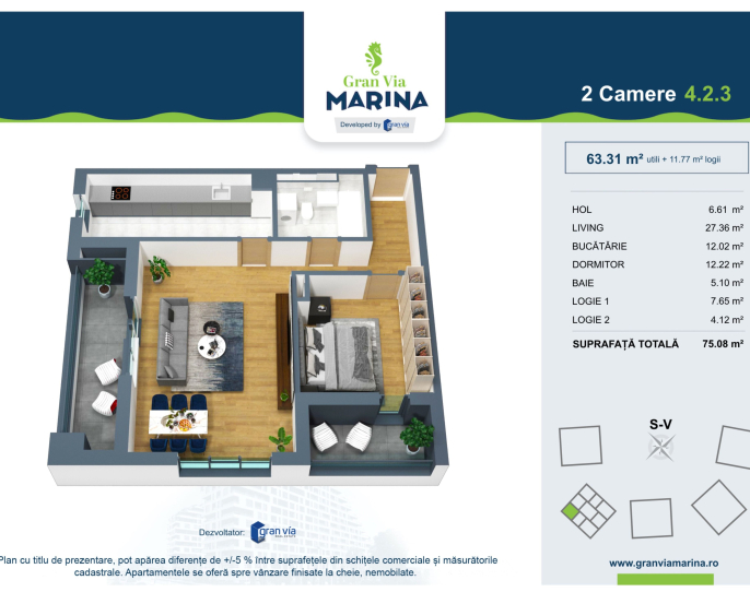 Complex rezidential nou- apartament 2 camere foarte spatios cu logie mare | CP3209752
